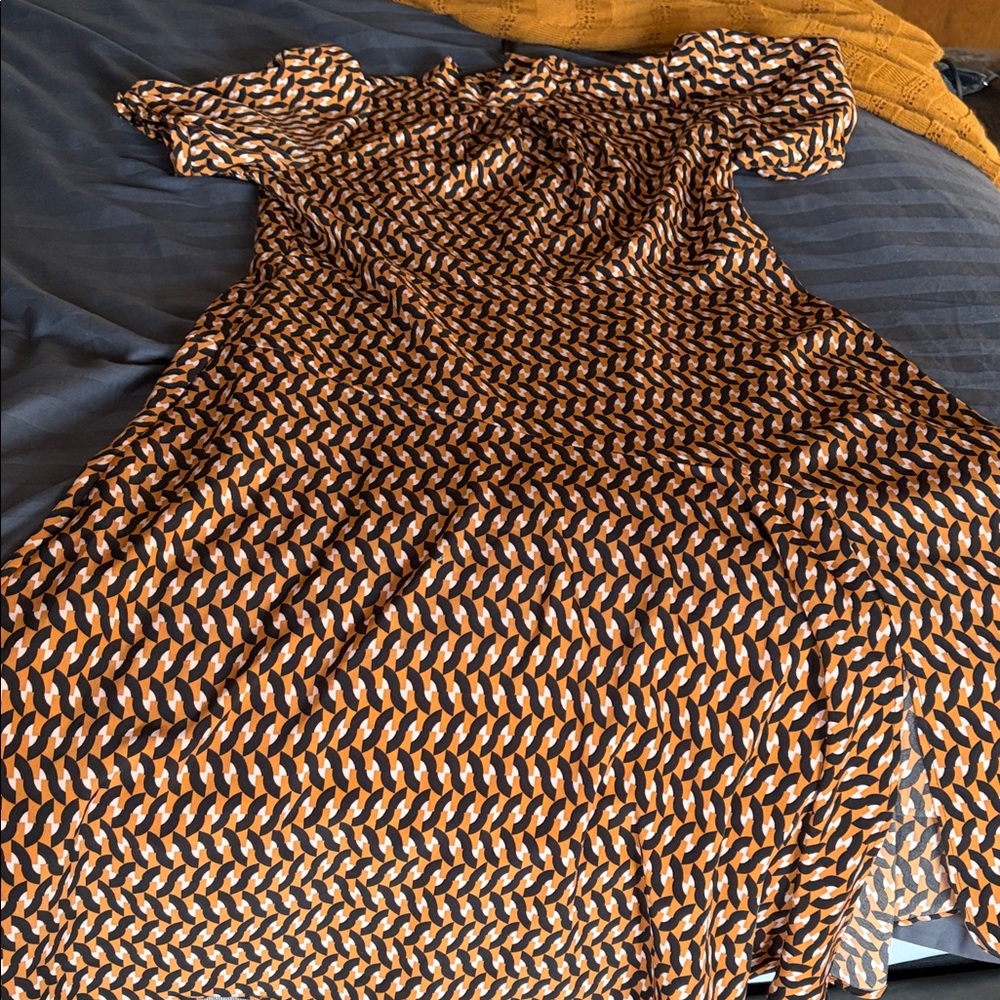 Who What Wear Black and Orange Midi Dress